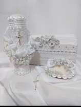 Comprar Set Bautizo Vela, Cofre Decorado, Cristales, Rosario, Mod45