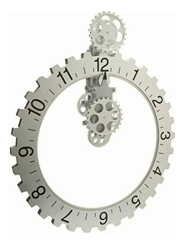 Kikkerland Reloj De Pared Giratorio Con Rueda Grande