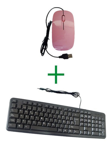 Kit Teclado Y Mouse Optico Usb Cable Pc Notebook Envíos Gtía