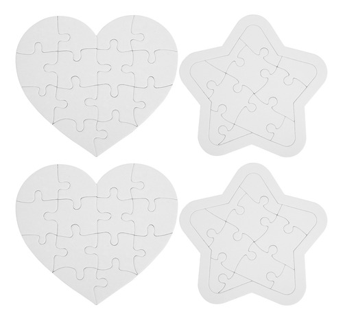 Rompecabezas Con Pegamento Para Colorear En Blanco, 4 Juegos