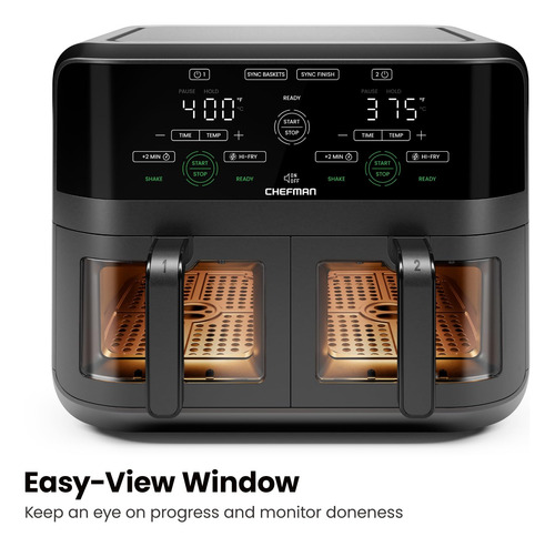 Forno Air Fryer Chefman, Cesta Dupla De 6 Litros, Preta, 170