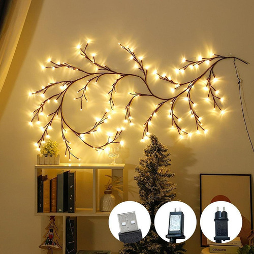 Rama De Árbol De Navidad Iluminada, Rama Marrón Artificial