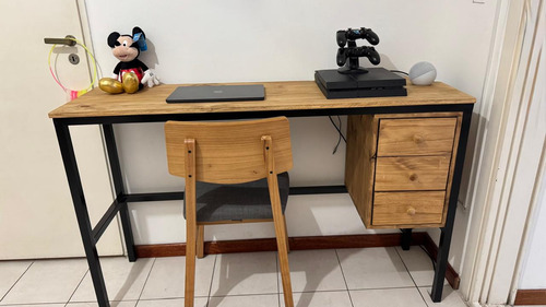 Escritorio Estilo Industrial Gamer + Cajonera Negro