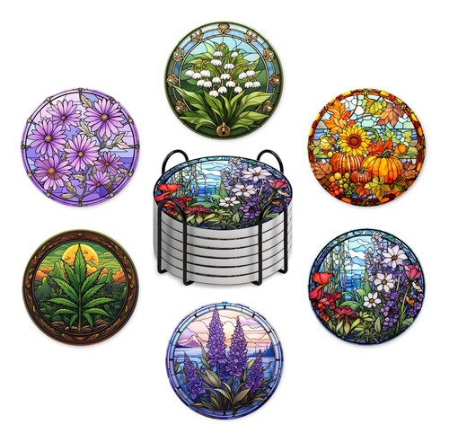 Juego De Posavasos De 6 A 4 Pulgadas De Diámetro, Posavasos