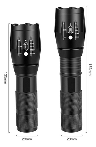 2pzas Linternas Recargables Led Lampara Tactica Camping