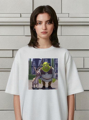 Remera Unisex Shrek Y Burro Personalizada Algodón 8 Talles