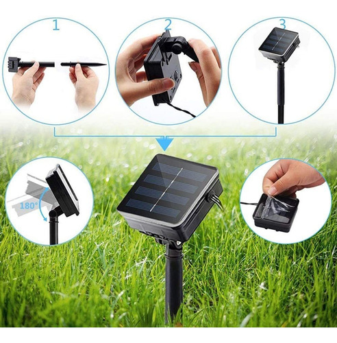 F 2 Tiras De Luz Led 20 M 8 Modos Luces Solares