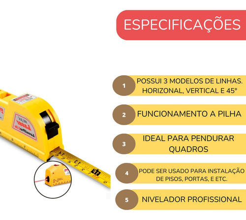Nivelador Profissional Nível Laser Com Trena 3 Estágios