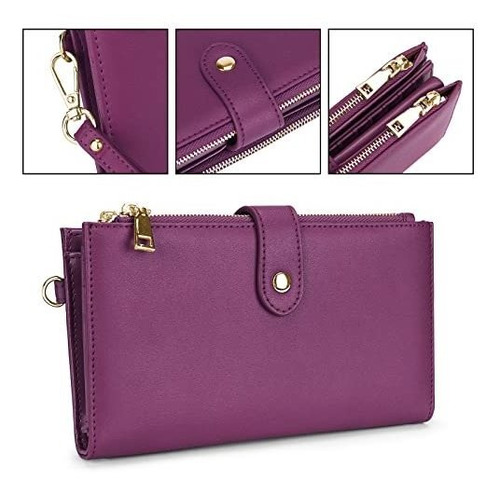 Cartera De Gran Capacidad Diseño Moderno Color Morado