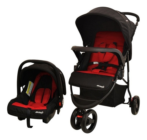 Cochecito de 3 ruedas Avanti Defender rojo con chasis color negro