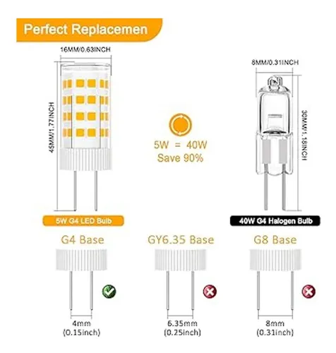 Bombilla Led G4 De 5 W Base Bipin Tipo T3 Jc Cacc 12
