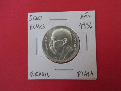 Antigua Moneda Brasil 5.000 Reales De Plata 1936 Escasa
