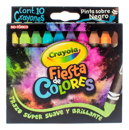 Crayones Crayola Fiesta De Colores 10pz Trazo Suave Y Brilla