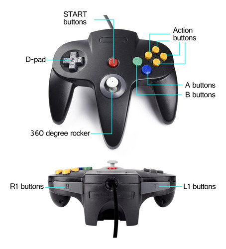 Joysticks Miadore Classic N64 Con Cable Usb, 2 Unidades