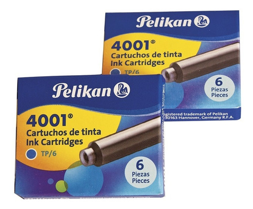 Cartucho Estilográfico Pelikan 4001 Tp - Azul (2 Cajas)