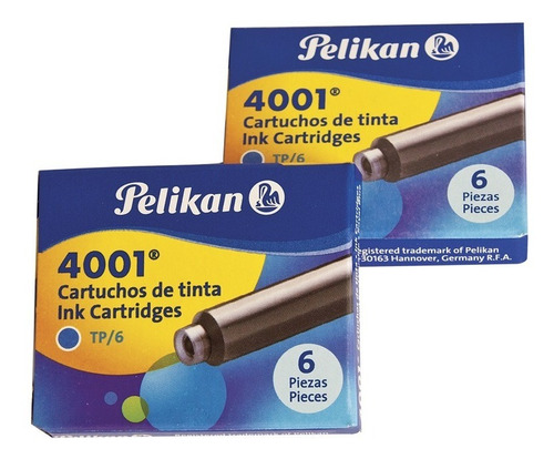 Imagen 1 de 1 de Cartucho Estilográfico Pelikan 4001 Tp - Azul (2 Cajas)