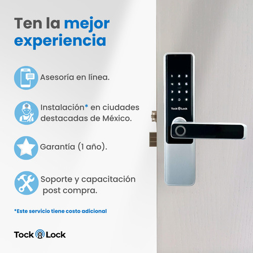 Cerradura Inteligente Chapa Digital De Seguridad Puerta Exterior Tlx20 Tl Plata / Negro