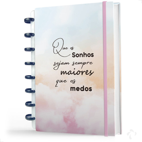 Caderno De Discos Folhas Reposicionáveis Capa Dura - Frases Cor Sonhos