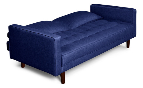 Sofá Cama Salim Makora Beehive De Lino Color Azul