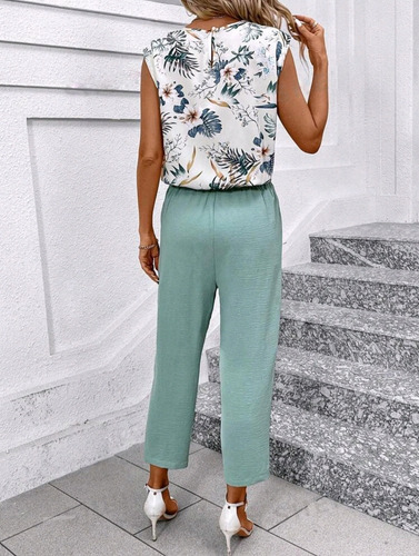 Conjunto Para Mujer Blusa Y Pantalón De Verano Fresco Y Suav