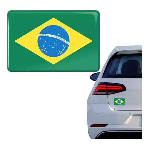 Emblema Da Bandeira Brasil Carro Moto Resinado 2 Pçs