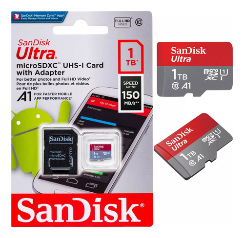 Cartão de memória micro SD 1TB com adaptador SDSQUAC SanDisk BT 1 UN