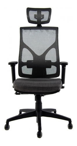 Silla Ejecutiva Mobilarg Cool Ergonomica Con Cabezal Color Tela y Red Gris