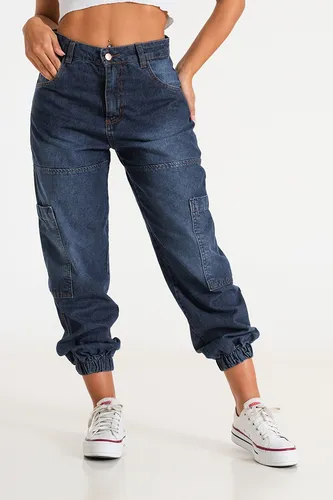 Pantalon Cargo Mujer Jean Estilo Jogger Rigido