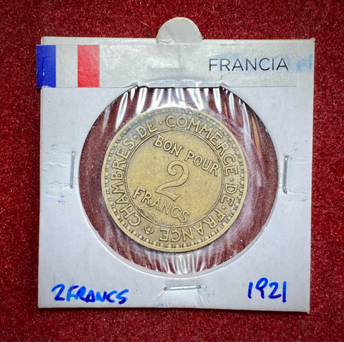 Moneda 2 Francos Francia 1921 Km 877 Cámara De Comercio (Usado)