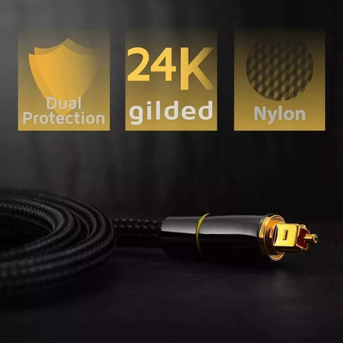 5 M/16.4 Ft Cable Óptico Toslink Audio Fibra Stereo Digital