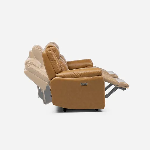 Sofá Reclinable Rimini 3 Cuerpos Eléctrico Cuero Whiskey