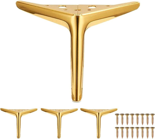 4 Patas De Metal Dorado Para Muebles 18cm