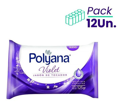 Jabon De Tocador En Barra Violet Polyana 80g Pack X12