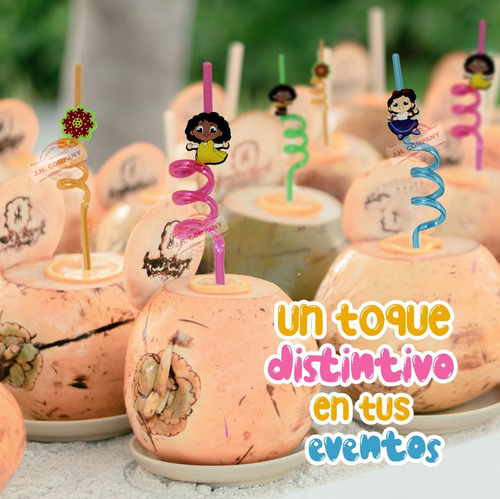 Set 4 Pcs Popote Reutilizable Infantil Varias Figuras Fiesta