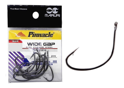 10 Anzóis Pesca Pinnacle Wide Gap Nº1/0 Para Peixe De Couro