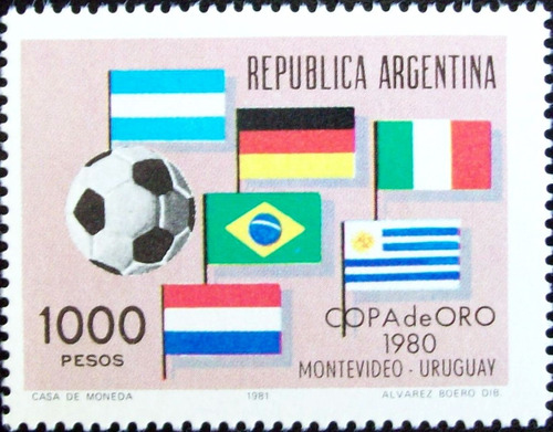 Argentina, Sello Gj 1974 Fútbol Copa De Oro 80 Mint L5197