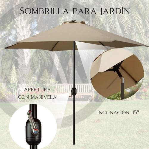 Sombrilla De Jardín Playa 2.74 M Manivela Toldo Poliester
