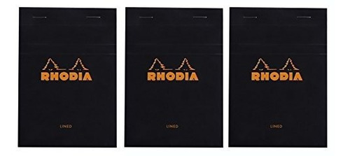 Cuadernos - Rhodia Classic Black Notepad Lined - 6 In. X 8-1