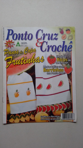 Revista Ponto Cruz Crochê 1 Bordado Bico Barra Panos U579