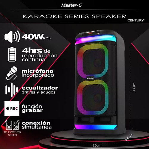 Parlante Karaoke Bluetooth Century 6,5 Con Micrófono