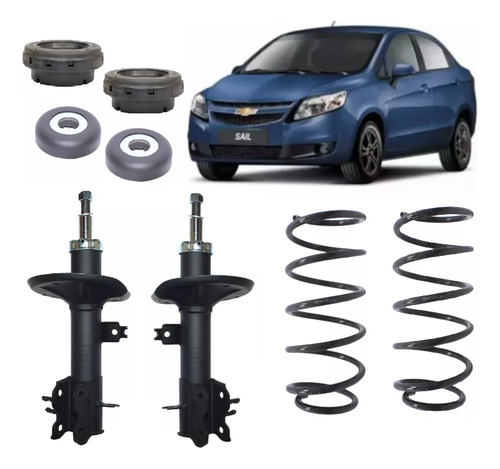 Par Amortiguadores + Cazoletas + Espiral Chevrolet Sail 1.4