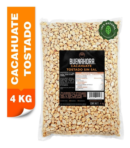 Cacahuate Natural Tostado Pelado 4 Kg  Granel