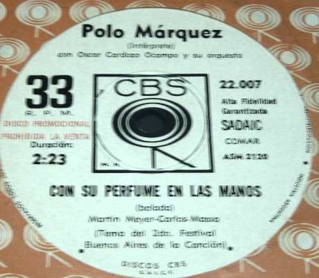 Polo Marquez Con Su Perfume Vinilo Simple Argentino Pro