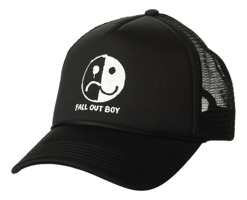 Fall Out Boy Smiley Frown Trucker Hat-impreso, Negro