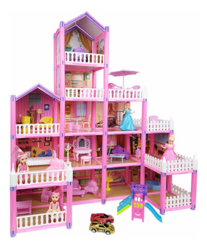 Casita Casa De Muñecas Castillo De Princesa Diy Con Muebles