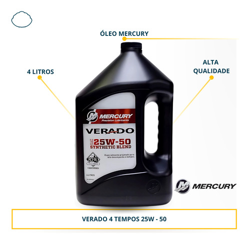 Óleo Lubrificante Mercury Verado 25w50 4 Litros