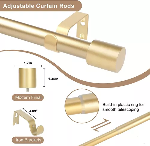 Barra De Cortina Dorada Para Ventanas De 36 A 120 Pulgadas