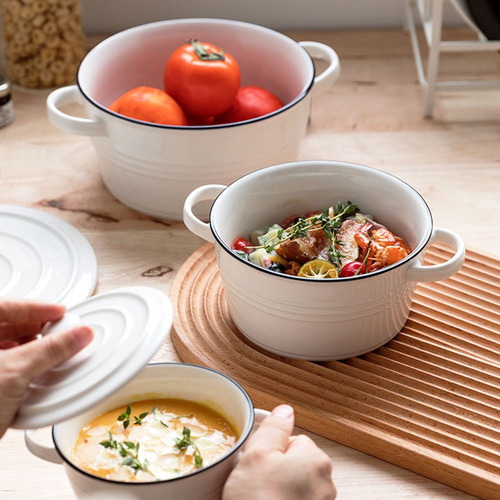 Cuencos De Sopa De Porcelana, Vajilla De Cerámica Con Doble