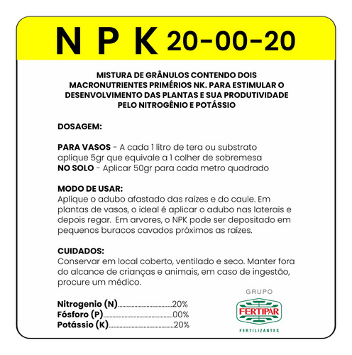 Adubo Fertipar Npk 20.00.20 - Similar 20.05.20 10kg