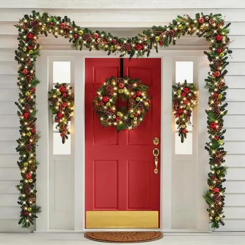 Colgador De Puerta Negro Para Decoración Navideña, 38 Cm